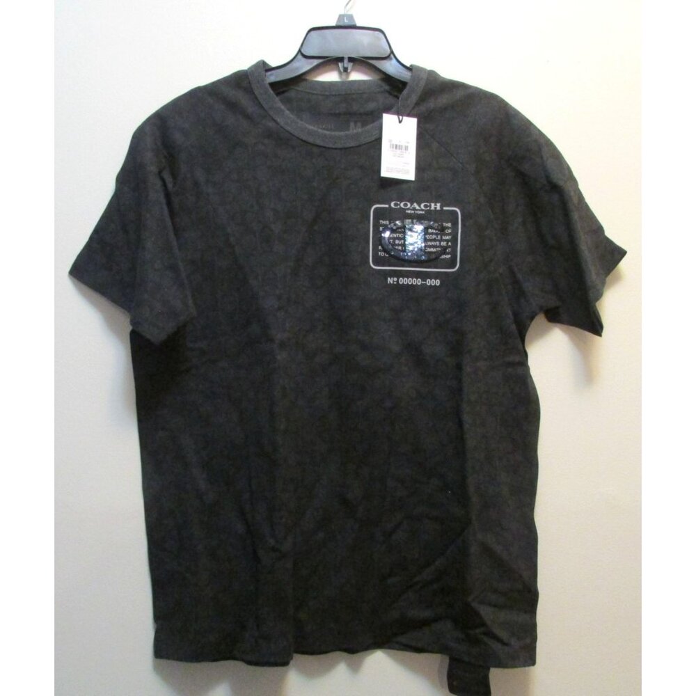 Coach X Champion Grey Logo T-Shirt Mens Medium Monogram Print 100% Cotton NWT